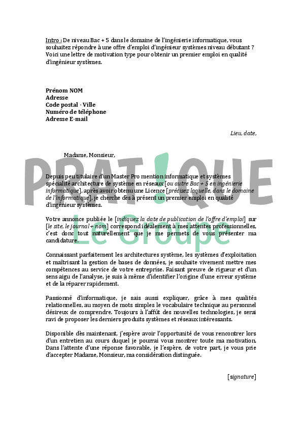 Application Letter Sample Exemple De Lettre De Motivation Pour Un