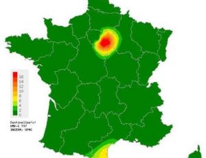 Répartition des cas d'oreillons en France en 2011