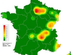 Cas de zona en France lors de la semaine 25 de 2011