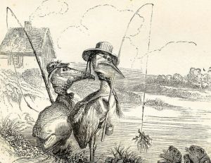 Un héron à la pêche, gravure de Grandville