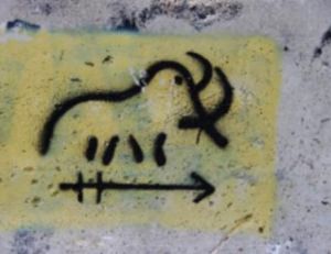 Graffiti rupestre de mammouth. Dessin contemporain