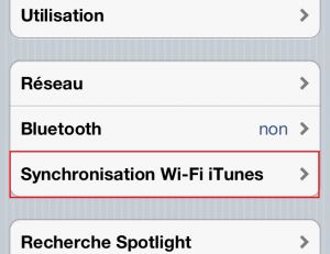 Synchronisation Wi-Fi iTunes