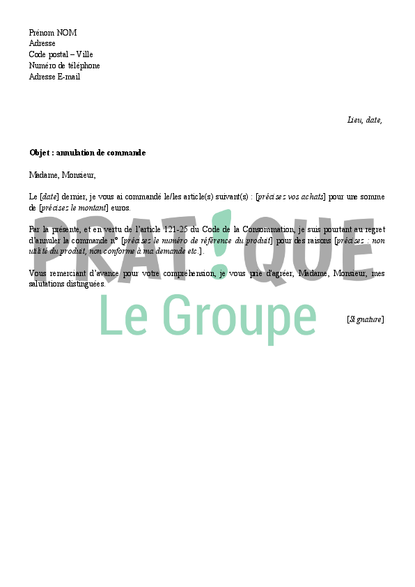 lettre de demande d annulation