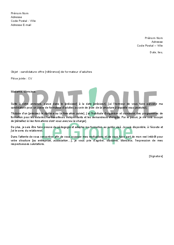 Lettre De Motivation Reponse Offre Demploi