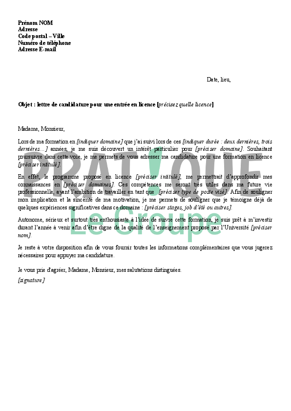 lettre de motivation licence musicologie