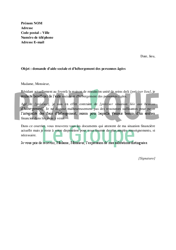 Lettre De Demande Daide Sociale Lettre 234