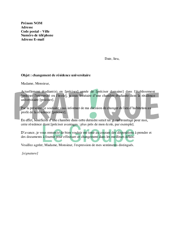 lettre transfert de dossier