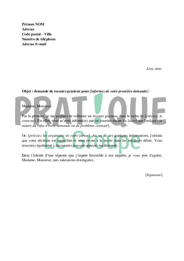 Lettre De Demande De Recours Gracieux Pratique Fr