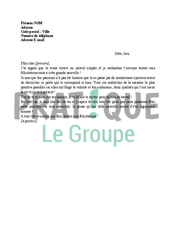 comment écrire une lettre de félicitations