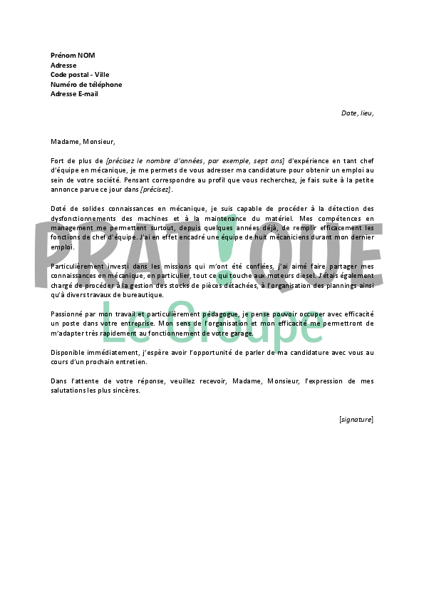 Lettre De Motivation Travail D Equipe