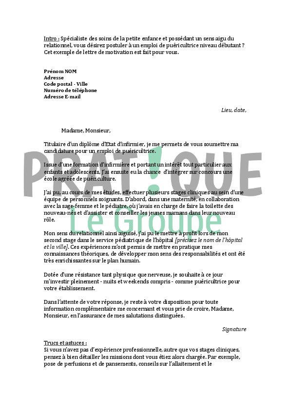 lettre de motivation auxiliaire de puériculture creche