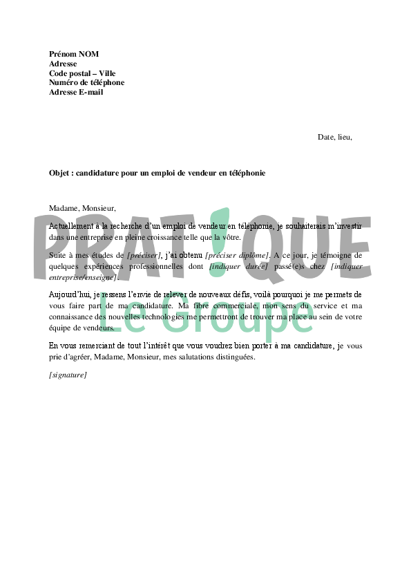 Lettre De Motivation Vendeur Experimente