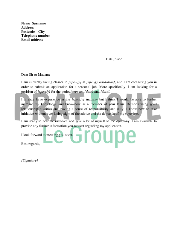 Lettre De Motivation Pour Un Job D Ete En Anglais Pratique Fr