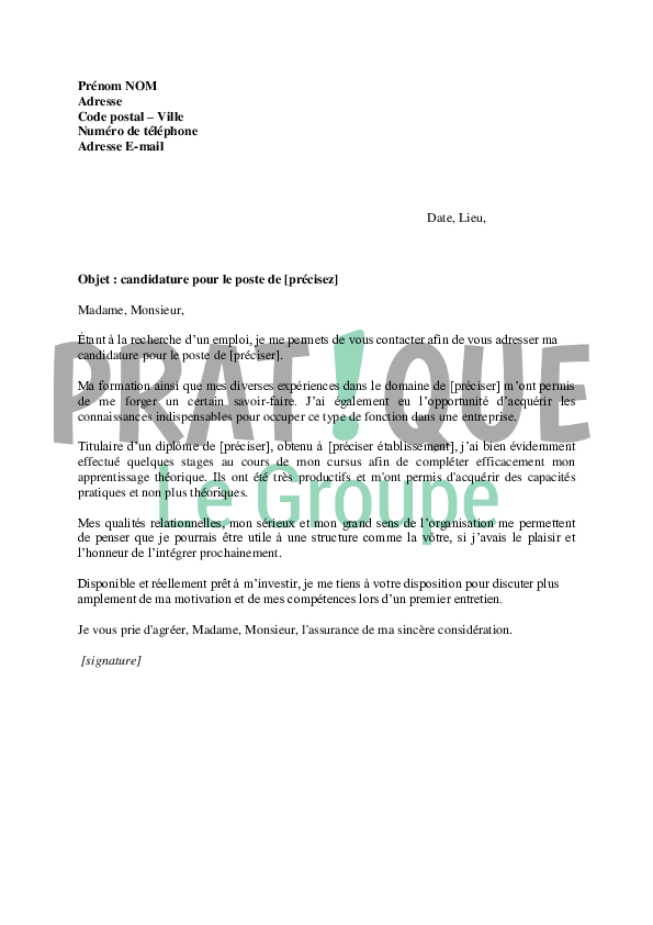 Lettre De Motivation Pour Travail Dete