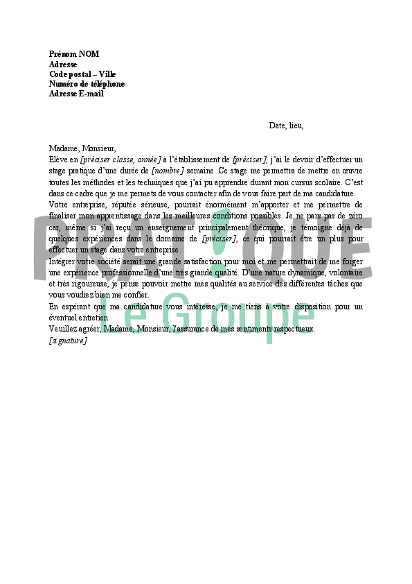 Lettre de motivation pour un stage en entreprise | Pratique.fr