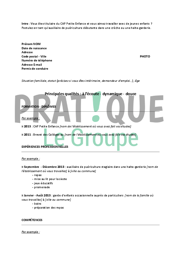 Exemple De Cv Pour Travailler