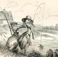 Un héron à la pêche, gravure de Grandville