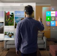 Aperçu du potentiel du casque de réalité virtuelle Hololens - Microsoft copyright