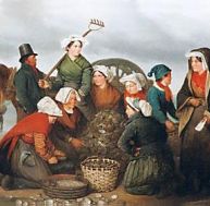Femmes employées au tri des huîtres, Oscar Guet 1827, musée du Vieux Granvil