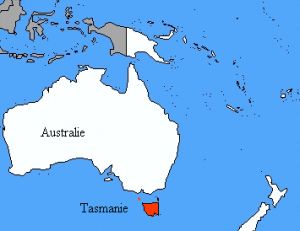 Localisation de la Tasmanie par rapport à l'Australie