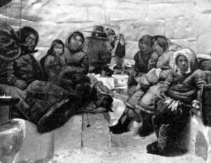 Famille inuit dans un iglou