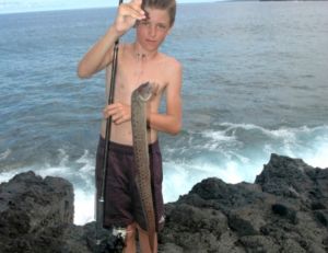 Pêche d’une murène à la Réunion